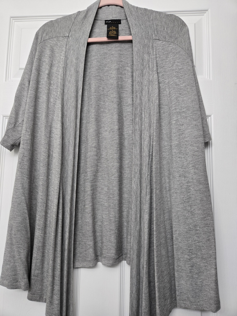 Grace Light Gray Open-Front Draped Cardigan